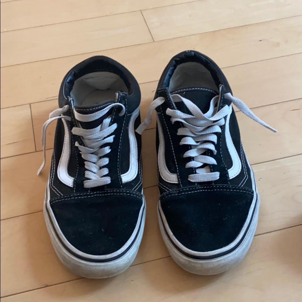 Black Vans with stripe